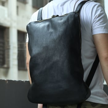 Μινιμαλιστικό σακίδιο από γνήσιο δέρμα με ρετρό στιλ, προσωποποιημένο, από κορυφαίο δέρμα, μεγάλη χωρητικότητα για φορητό υπολογιστή 15,6 ιντσών