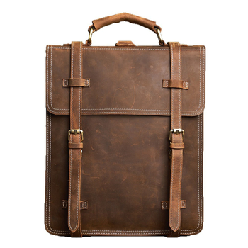 Unisex retro batoh v štýle európsko-americkom, Crazy Horse koža, prvotriedna hovädzia koža, batoh na notebook
