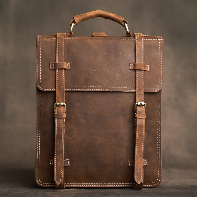 Unisex retro batoh v štýle európsko-americkom, Crazy Horse koža, prvotriedna hovädzia koža, batoh na notebook
