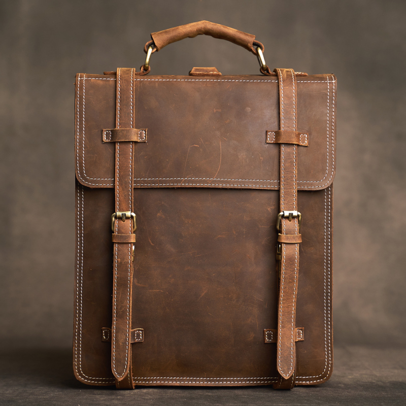 Unisex retro batoh v štýle európsko-americkom, Crazy Horse koža, prvotriedna hovädzia koža, batoh na notebook