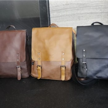 ThreeBox σακίδιο πλάτης, unisex για ταξίδια και σχολείο, PU δέρμα, αδιάβροχο και ανθεκτικό στη φθορά, τραπεζοειδές σχήμα, 20–35 L