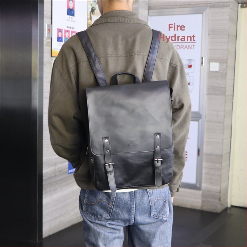 ThreeBox batoh, unisex na cestovanie a kampus, PU koža, nepremokavý a odolný voči opotrebeniu, tvar trapéz, 20–35 L