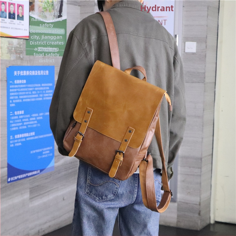 ThreeBox batoh, unisex na cestovanie a kampus, PU koža, nepremokavý a odolný voči opotrebeniu, tvar trapéz, 20–35 L
