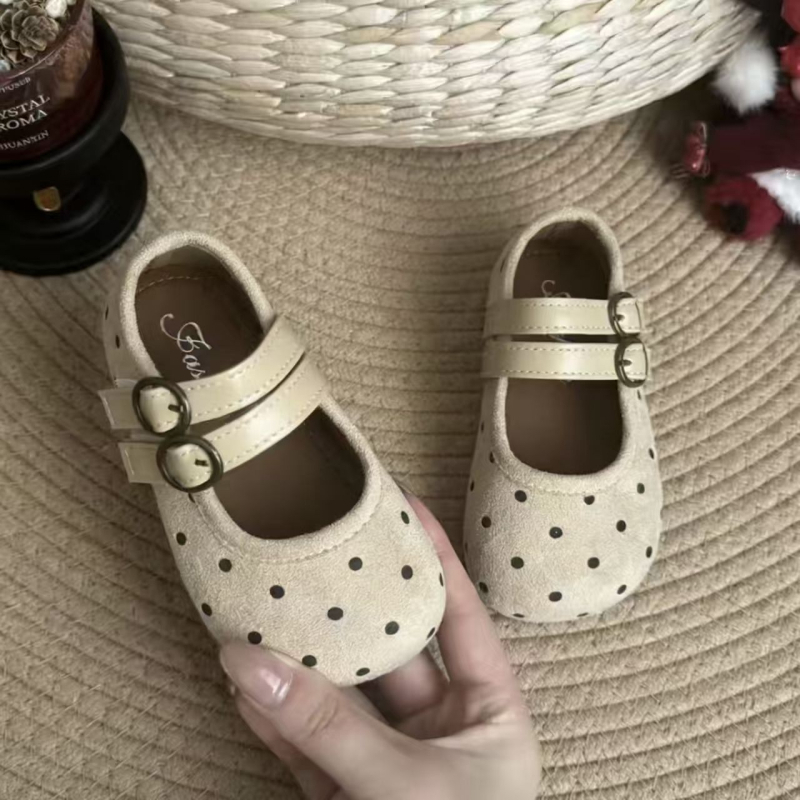 Dječje Mary Jane cipele u korejskom stilu, kožne s točkicama, slatke cipele princeze, mekane i udobne