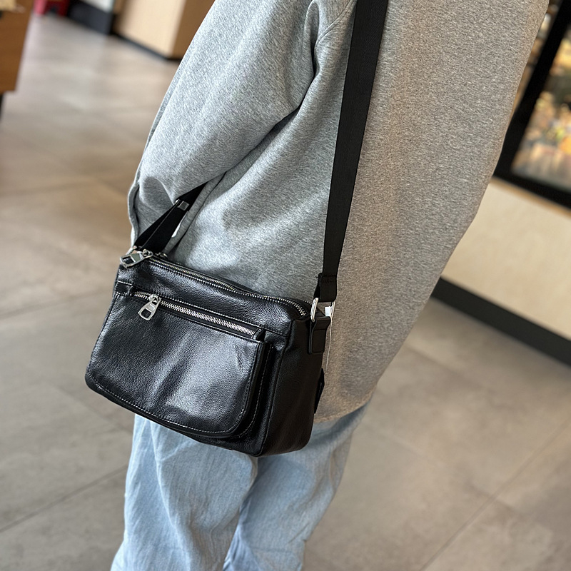 Nova crossbody torba u japanskom stilu od vršne goveđe kože, retro dizajn s višestrukim pretincima, mekana koža, korejskog stila ramena torba, prava koža, za svakodnevnu upotrebu
