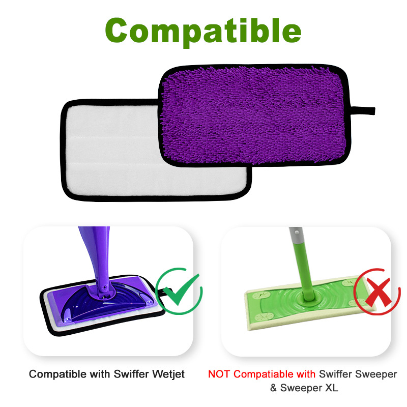 Chenille подложка за Swiffer Wet Jet спрей моп — мокро и сухо използване, заместителна глава