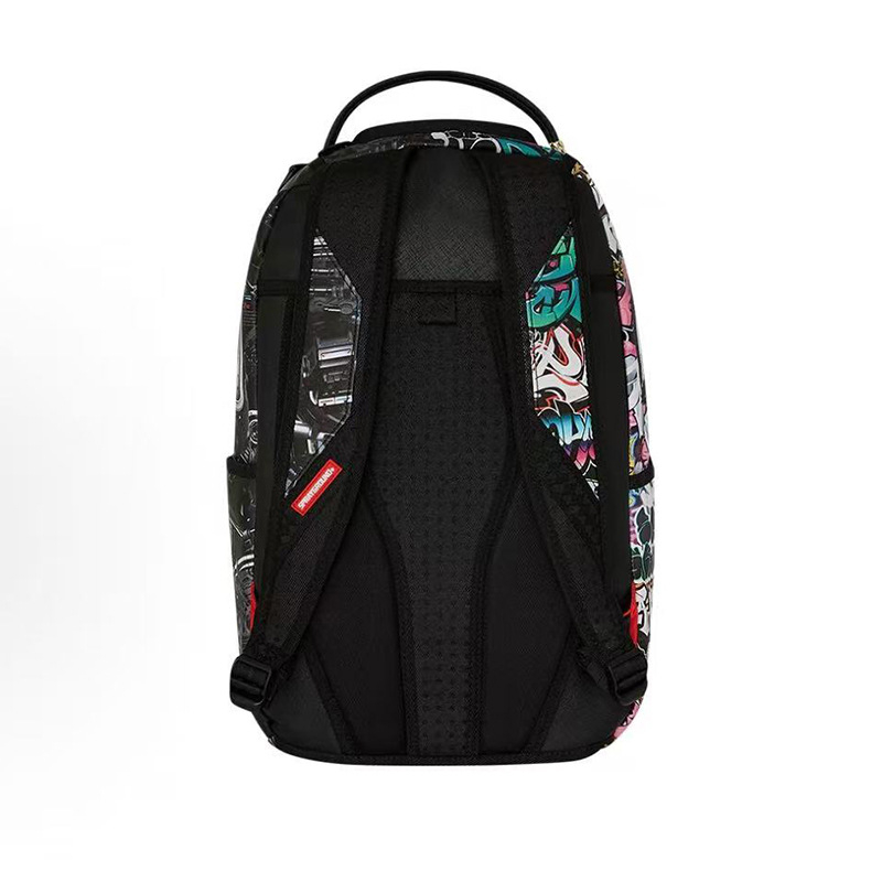 PU batoh s graffiti, street style, 20–35 L, vhodný pre 12-palcový notebook, unisex, pre vonkajšie športy