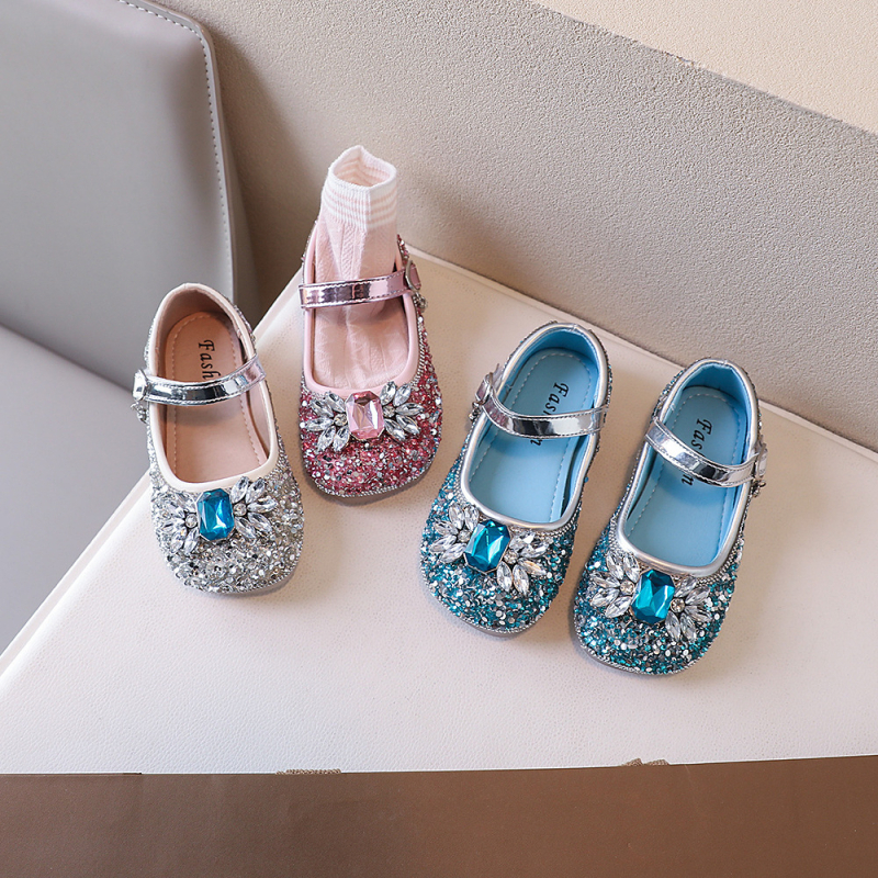 KALE rhinestone hercegnőcipő lányoknak, PU bőr, puha talp, Velcro-zárás, alacsony felső rész, minden évszakban, erdei lány stílus
