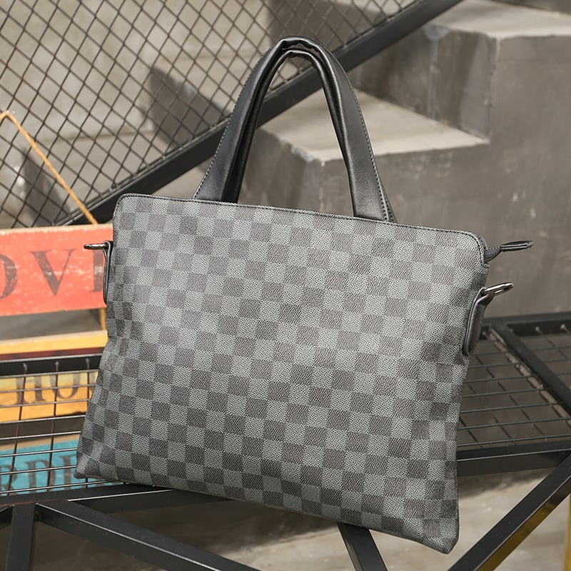 Muška PU kožna torba za dokumente i laptop, karirani uzorak, lagana poslovna torba za putovanja preko ramena ili crossbody