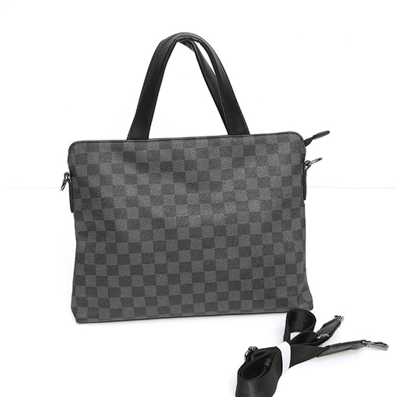 Muška PU kožna torba za dokumente i laptop, karirani uzorak, lagana poslovna torba za putovanja preko ramena ili crossbody