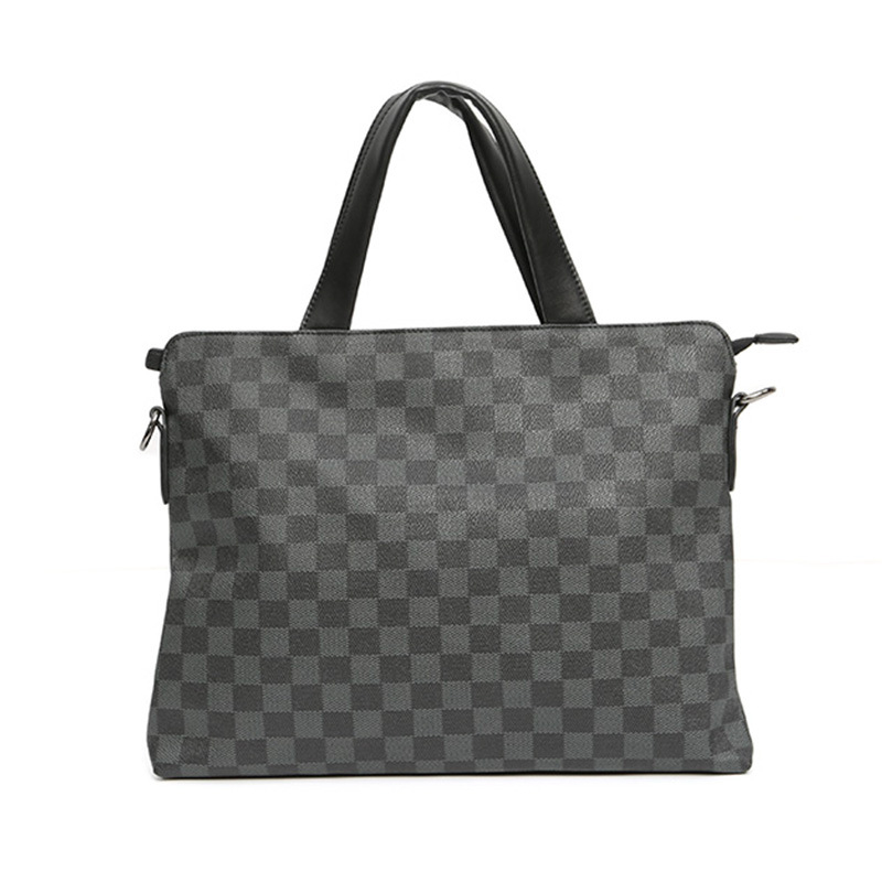 Muška PU kožna torba za dokumente i laptop, karirani uzorak, lagana poslovna torba za putovanja preko ramena ili crossbody