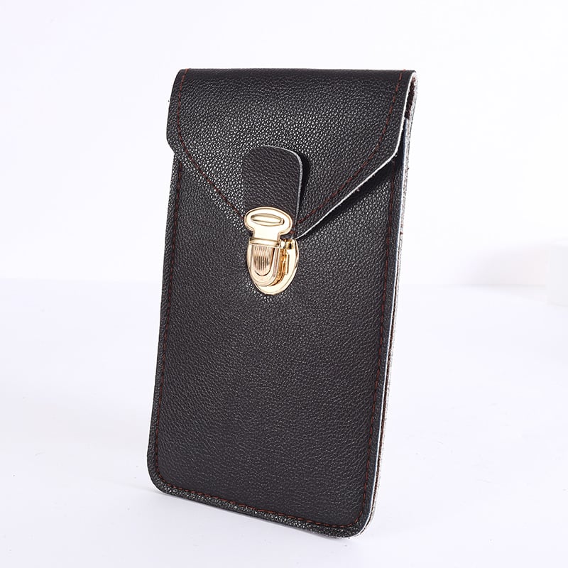 Geantă de talie pentru telefon, textură din piele sintetică microfibră, 6-7 inch, verticală, multifuncțională
