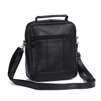 Geantă crossbody din piele naturală pentru bărbați, stil minimalist casual, capacitate mare, compatibilă cu laptop de 8 inchi