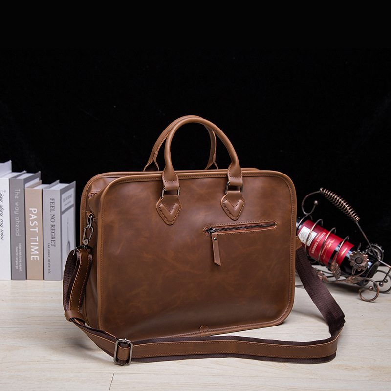 Ρετρό μοντέρνο τσαντάκι crossbody με έναν ώμο, Crazy Horse δέρμα, 14-ιντσών φορητός υπολογιστής, ανδρικό επαγγελματικό τσαντάκι