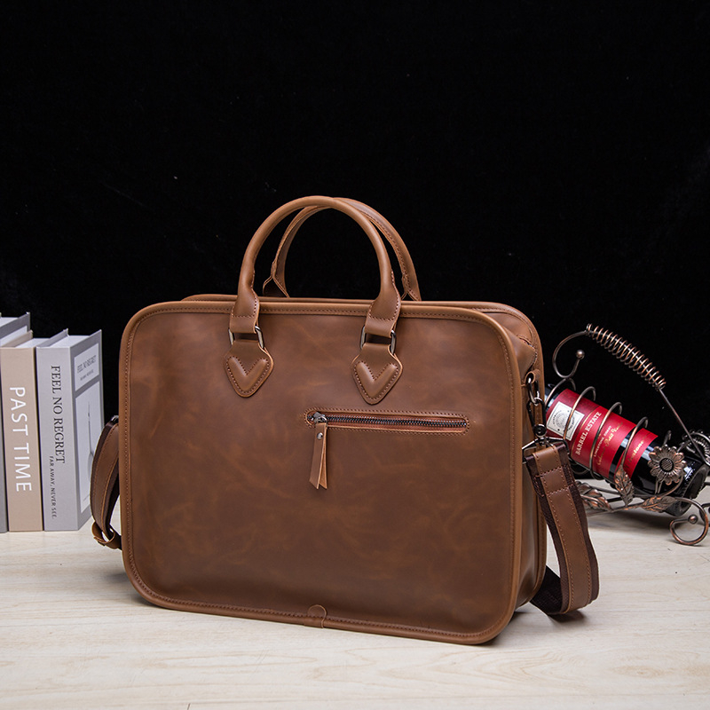Ρετρό μοντέρνο τσαντάκι crossbody με έναν ώμο, Crazy Horse δέρμα, 14-ιντσών φορητός υπολογιστής, ανδρικό επαγγελματικό τσαντάκι