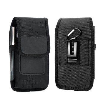 Geantă de talie pentru telefon, bărbați, din Oxford, design vertical, de purtat pe curea, portofel pentru monede din nylon
