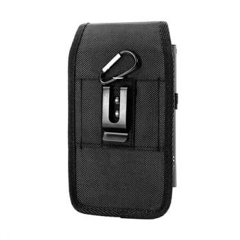 Geantă de talie pentru telefon, bărbați, din Oxford, design vertical, de purtat pe curea, portofel pentru monede din nylon
