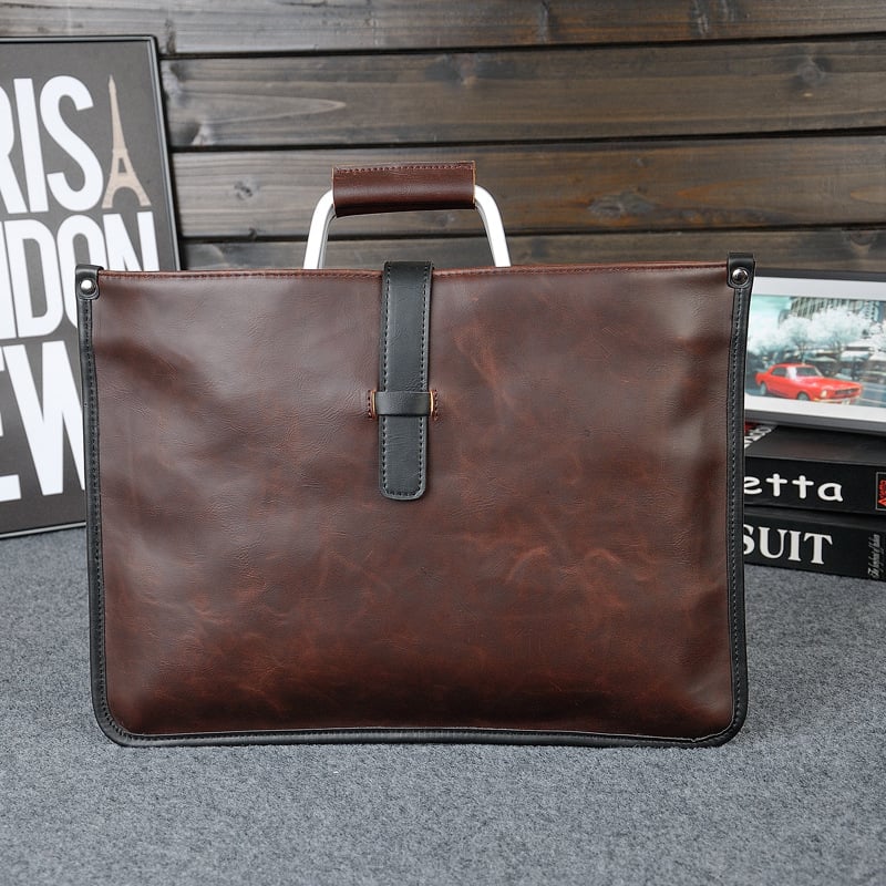 Geantă de umăr casual pentru bărbați, din piele Crazy Horse, stil retro minimalist, pentru laptop de 11 inch