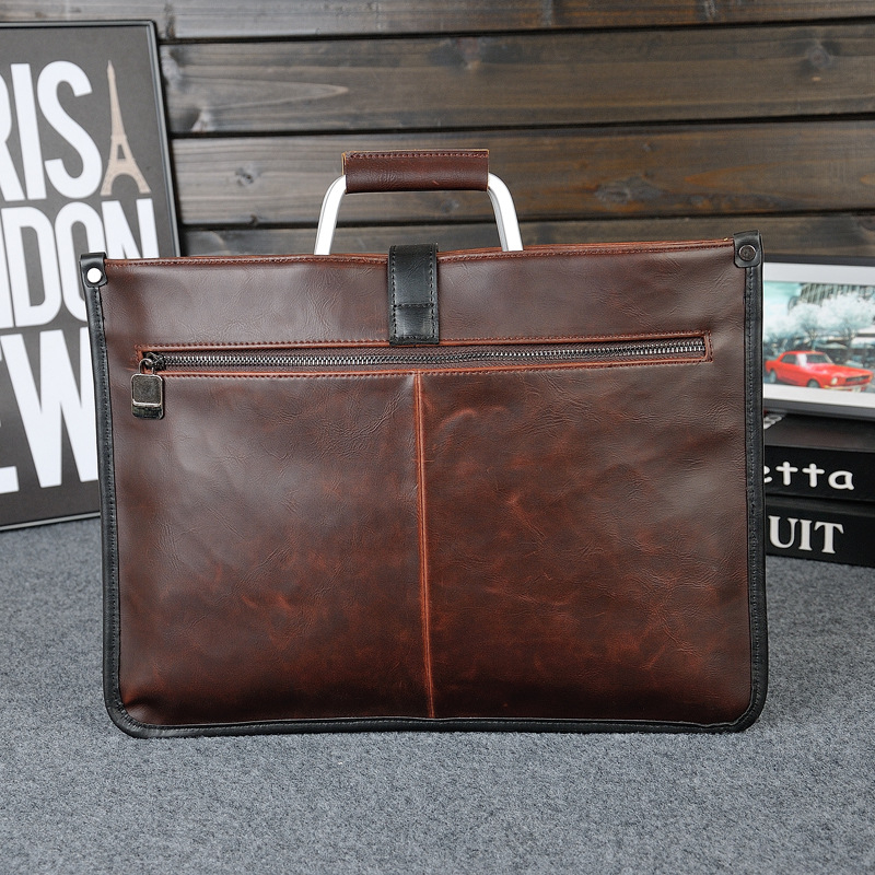 Geantă de umăr casual pentru bărbați, din piele Crazy Horse, stil retro minimalist, pentru laptop de 11 inch