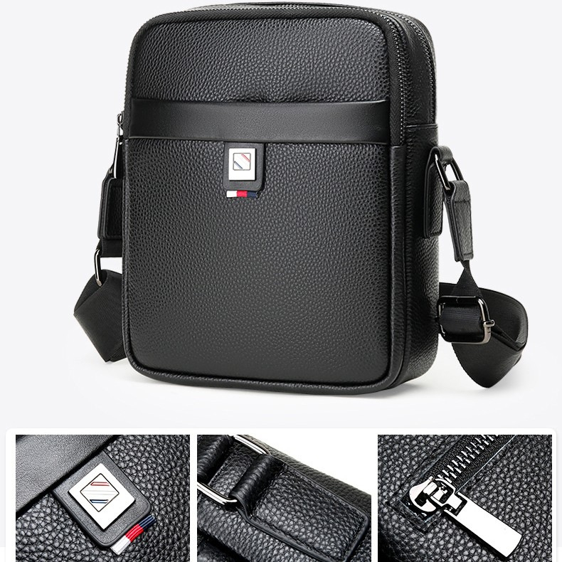 Nova muška torbica od prave kože, vrhunska teleća koža, vertikalni stil, korejski stil, poslovno-opuštena crossbody torba