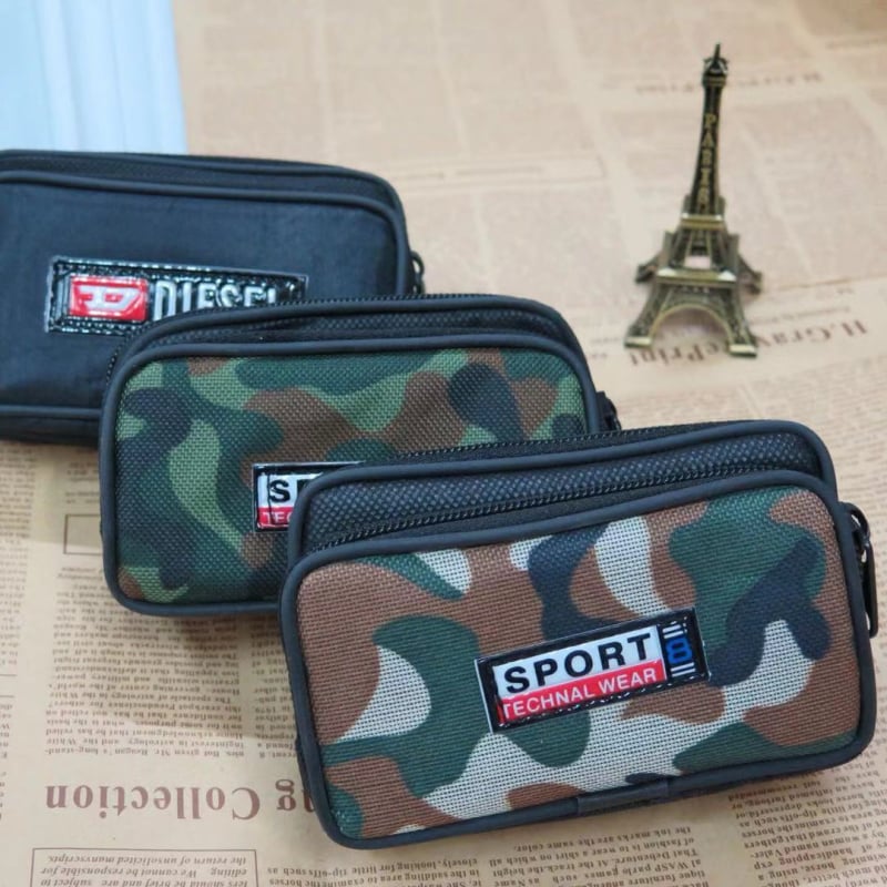 Geantă de talie pentru telefon, multifuncțională, mini buzunar pentru monede și chei, model camuflaj
