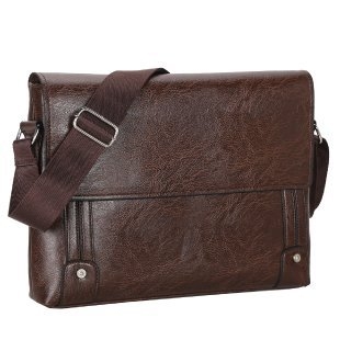 Geantă pentru bărbați din PU, messenger/poșetă de umăr, impermeabilă, pentru documente A4 și laptop de 12 inch, căptușită