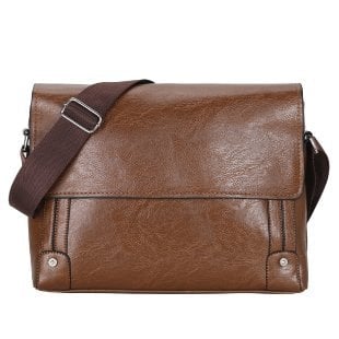 Geantă pentru bărbați din PU, messenger/poșetă de umăr, impermeabilă, pentru documente A4 și laptop de 12 inch, căptușită