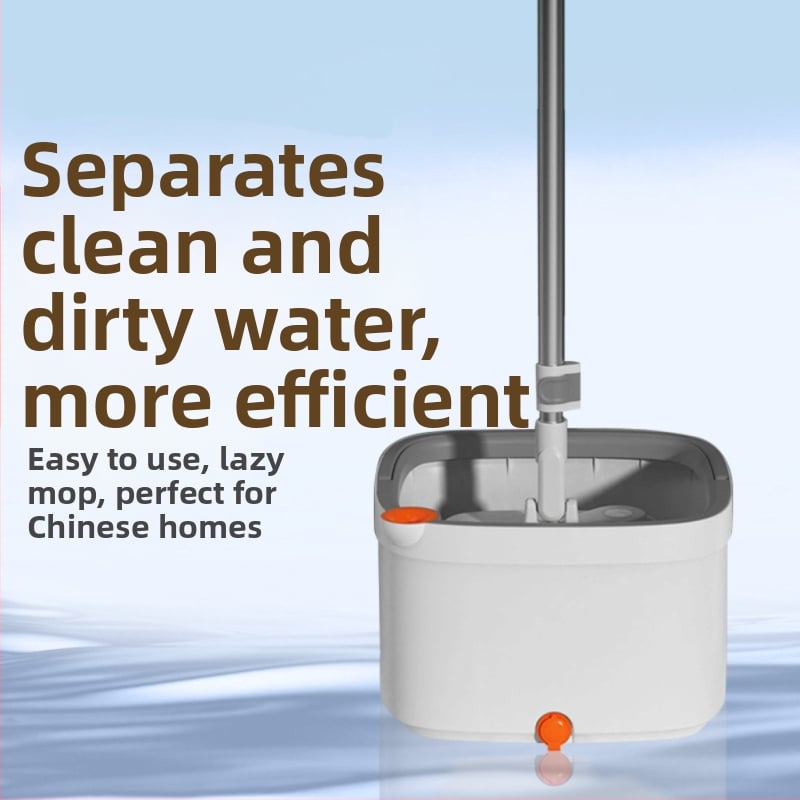 Súprava vedra na spin mop so separáciou čistej a špinavej vody, ručne stláčajúci rotujúci mop, teleskopická rukoväť 135 cm