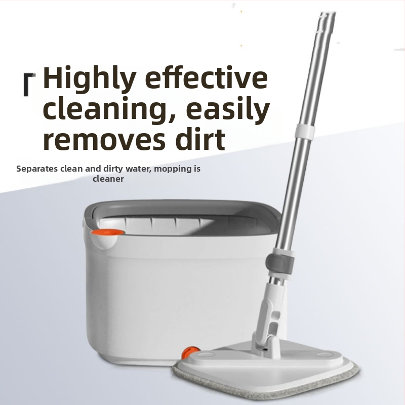 Súprava vedra na spin mop so separáciou čistej a špinavej vody, ručne stláčajúci rotujúci mop, teleskopická rukoväť 135 cm