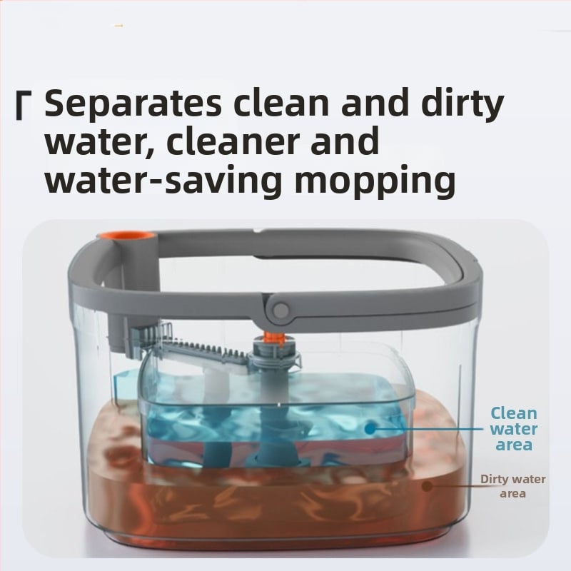 Súprava vedra na spin mop so separáciou čistej a špinavej vody, ručne stláčajúci rotujúci mop, teleskopická rukoväť 135 cm