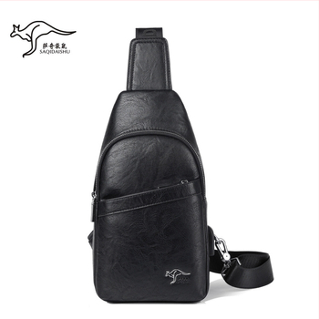 Sachi Kangaroo pánska PU kožená taška na prsia, štýlová crossbody taška s veľkým objemom, na každodenné nosenie, kompatibilná s 8-palcovým tabletom