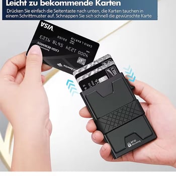 RFID-блокиращ алуминиев картодържател с множество слотове, мъжки компактен портфейл