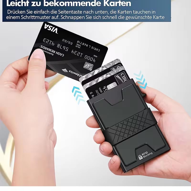 RFID-блокиращ алуминиев картодържател с множество слотове, мъжки компактен портфейл
