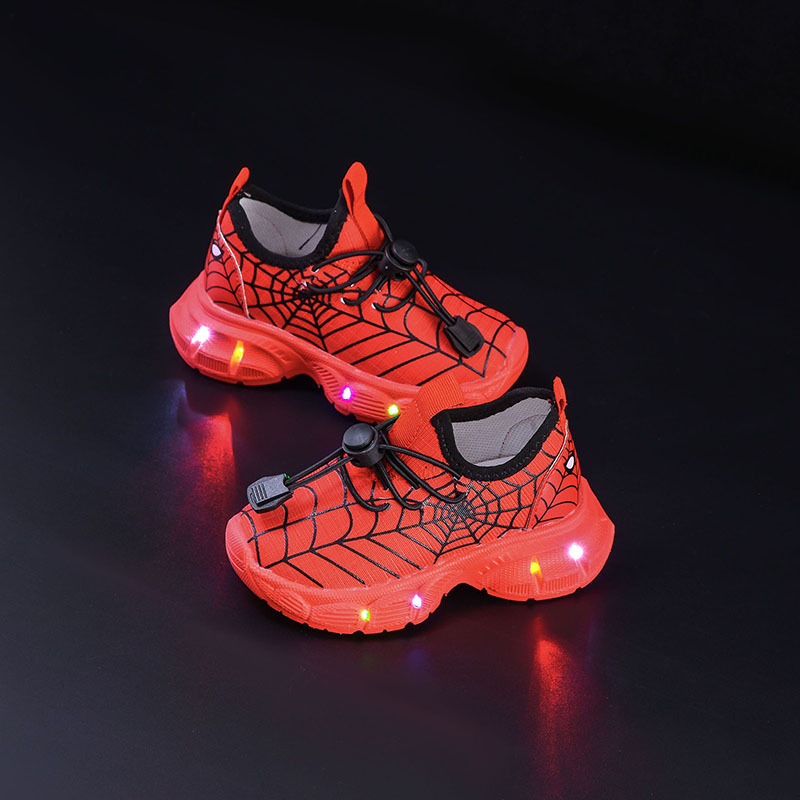 Spider-Man LED φωτιζόμενα παιδικά αθλητικά παπούτσια, 1–6 ετών, αναπνεύσιμα και άνετα για άνοιξη και φθινόπωρο