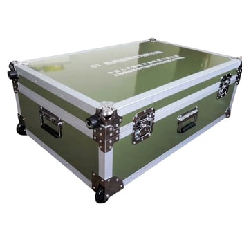 Cutie din aluminiu verde militar pentru echipamente, cu raft pentru unelte, rezistentă la sarcini mari, carcasă de transport camuflată, încuietoare tip fluture