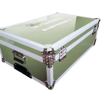 Cutie din aluminiu verde militar pentru echipamente, cu raft pentru unelte, rezistentă la sarcini mari, carcasă de transport camuflată, încuietoare tip fluture