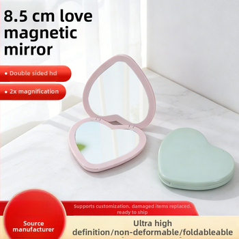 Srdcové skladacie zrkadlo s výklopným krytom, dvojúčelové make-up zrkadlo, kompaktné pre študentov