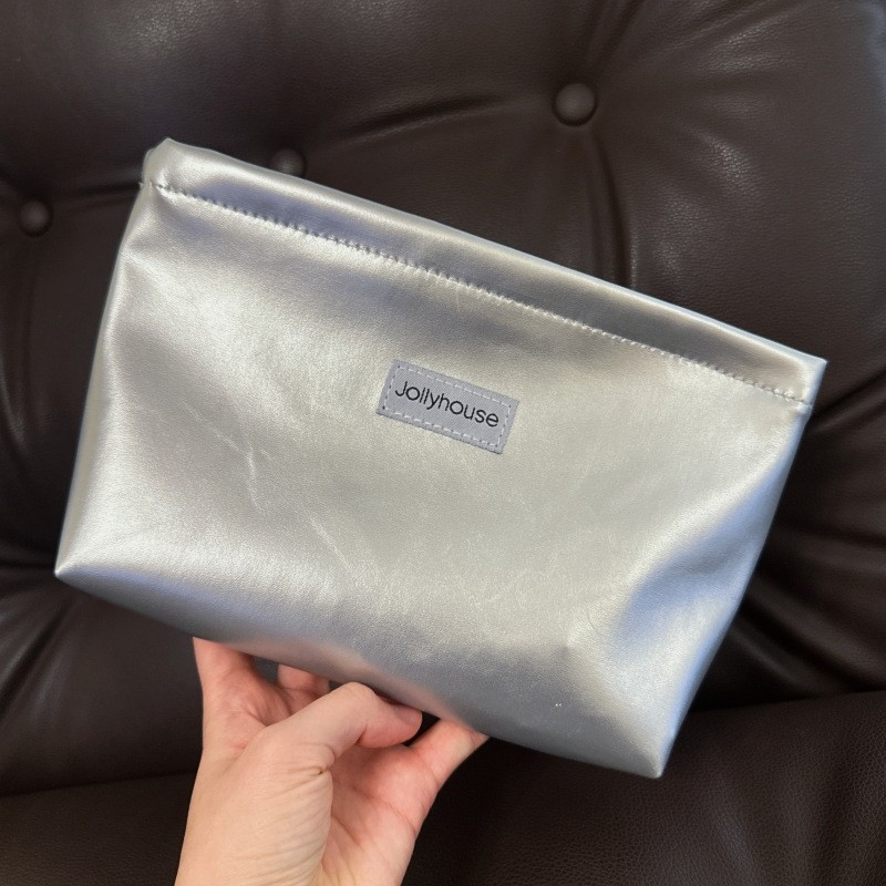 Niche dizajn visokokvalitetna srebrna PU kozmetička torbica velike kapacitete, prijenosni organizator za toaletne potrepštine, kožna clutch torbica