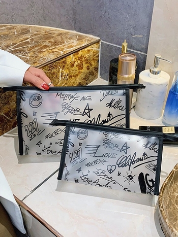 Αδιάβροχη τσάντα μακιγιάζ και περιποίησης προσώπου, φορητή, με μεγάλη χωρητικότητα, αναδιπλούμενη, κομψό ταξιδιωτικό αξεσουάρ