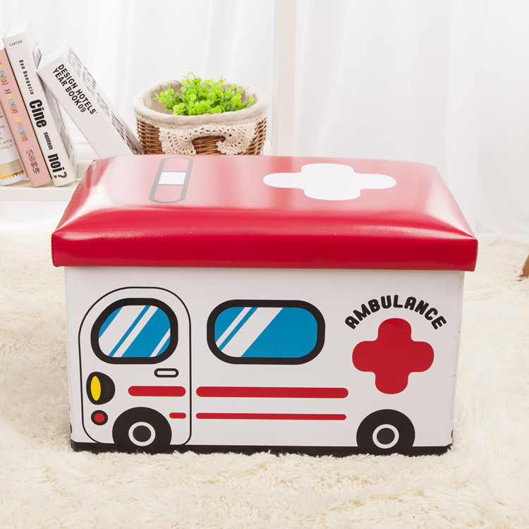 Excellence dječji tabure za skladištenje igračaka u obliku automobila – sklopiva stolica za pohranu i organizator cipela, 35 L, 40×25×25 cm, koža