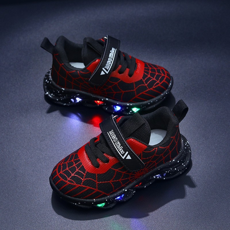 Dječje tenisice za dječake sa svjetlećim efektom, prozračna mreža, ljetni Spider-Man model
