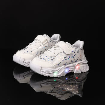 Dječje modne svjetleće tenisice u stilu dad shoes za djevojčice, s mekom potplatom i protukliznom podlogom, zatvaranje na Velcro.