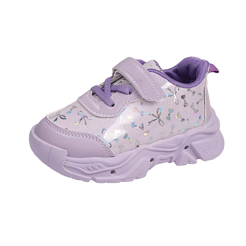 Dječje modne svjetleće tenisice u stilu dad shoes za djevojčice, s mekom potplatom i protukliznom podlogom, zatvaranje na Velcro.