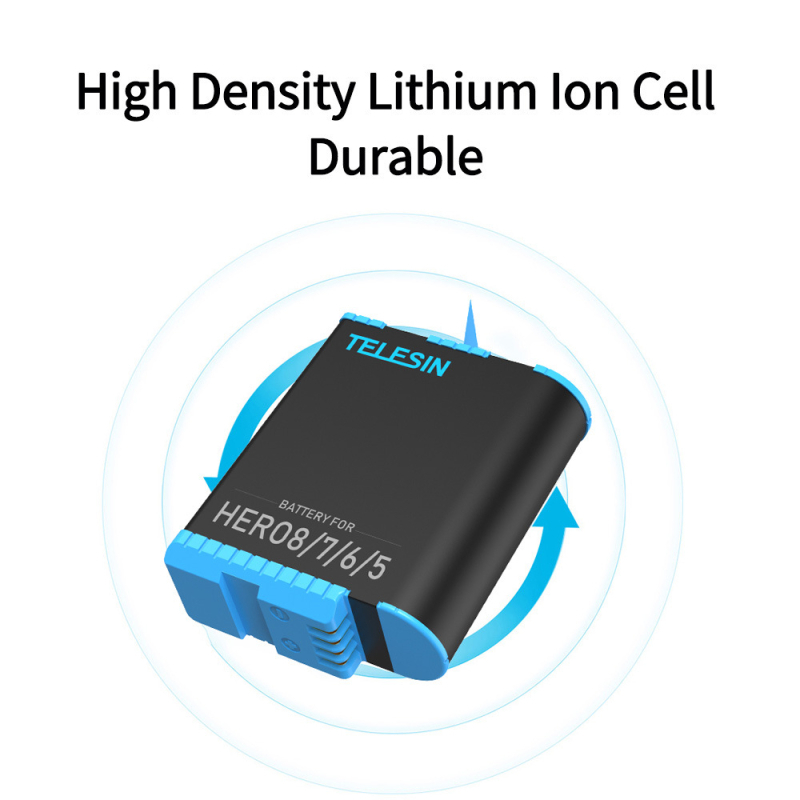 TELESIN Taixun GoPro Hero5/6/7/8 Зарядно за три батерии с кутия за съхранение