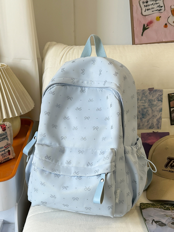 Štýlový školský batoh pre študentov, ľahký nylon, veľká kapacita, dizajn s mašľou