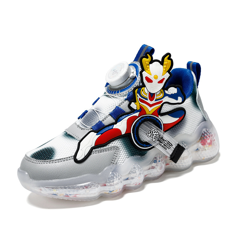 G.Duck Little Yellow Duck Ultraman Twist Shoes za dječake - svjetleće mrežaste tenisice, prozračne ljetne sportske cipele
