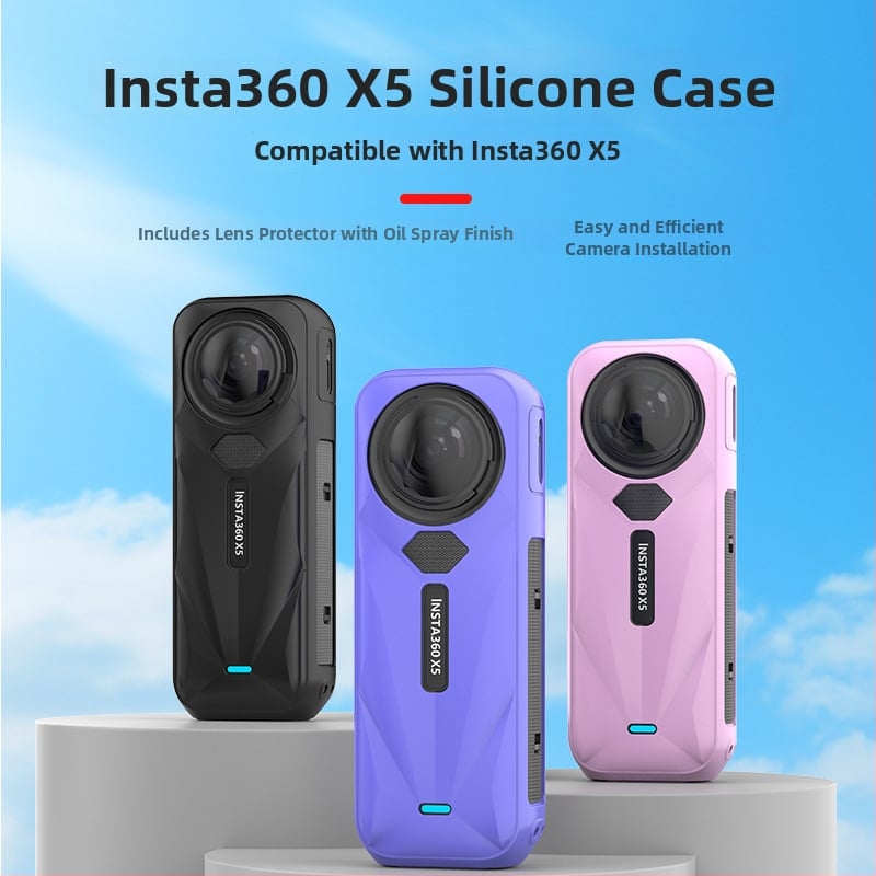 Feinoda силиконов протектор за Insta360 X5 – калъф за камерата и обектива, защита срещу падане и надраскване