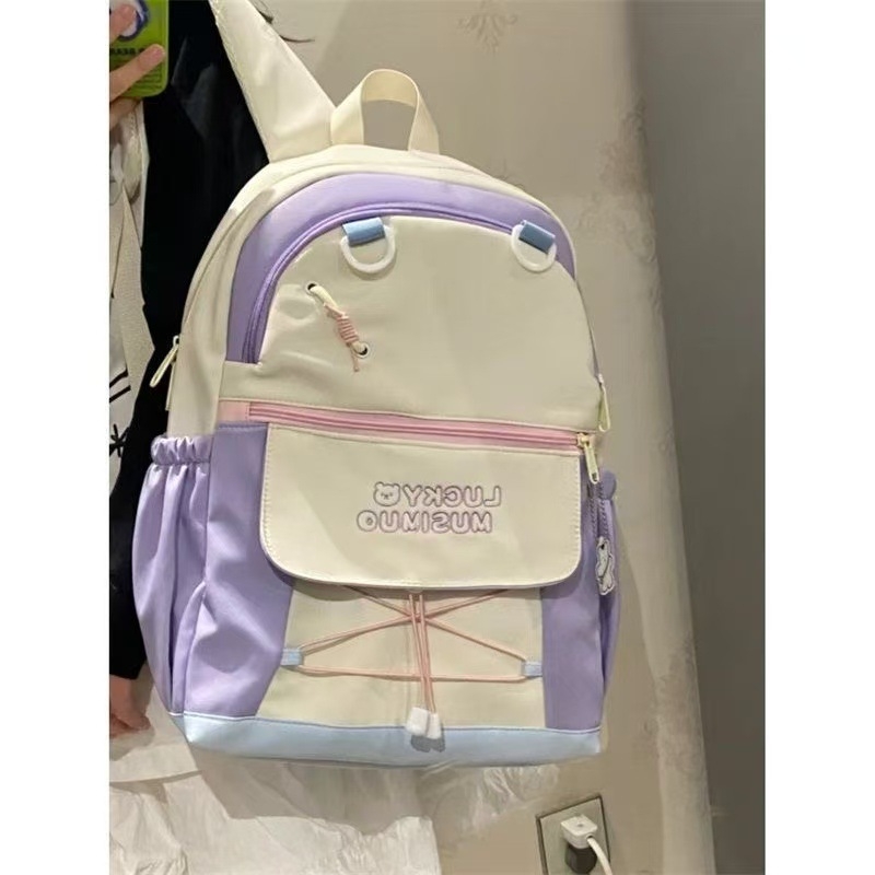 Rucsac în stil japonez, bloc de culori, pentru elevi, ușor, unisex, din nylon