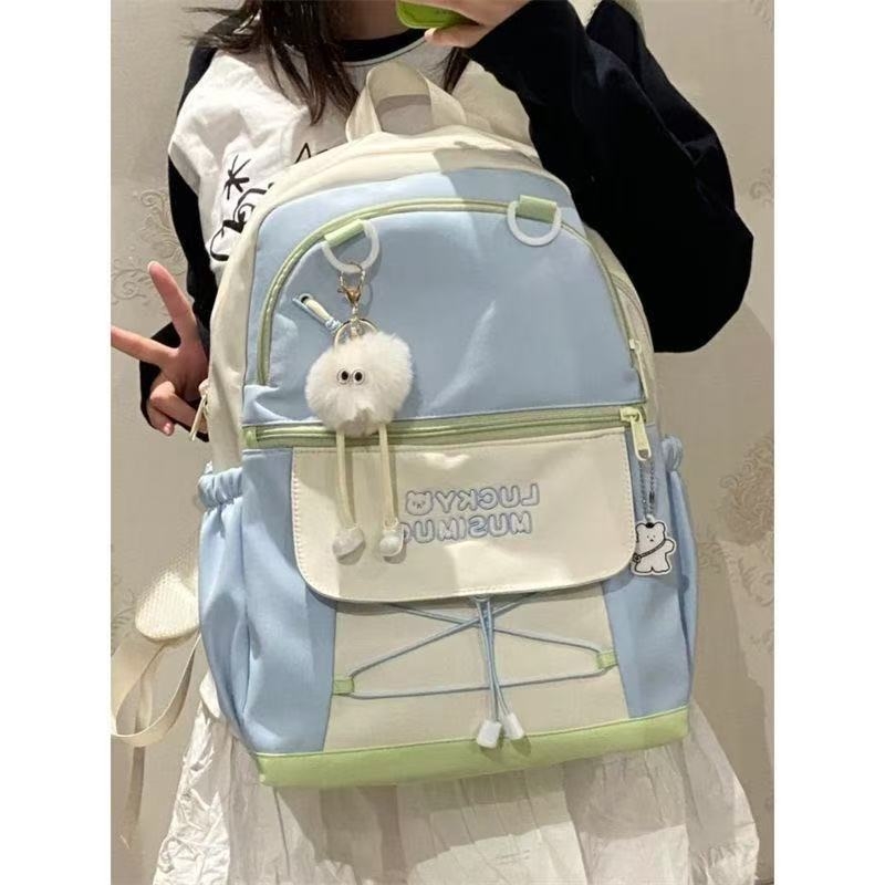 Rucsac în stil japonez, bloc de culori, pentru elevi, ușor, unisex, din nylon