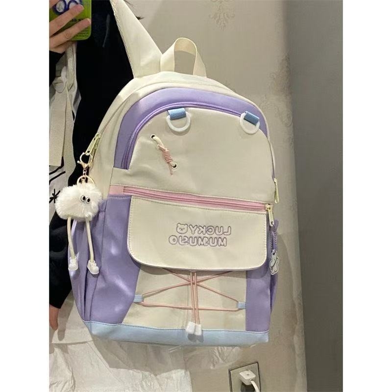 Rucsac în stil japonez, bloc de culori, pentru elevi, ușor, unisex, din nylon